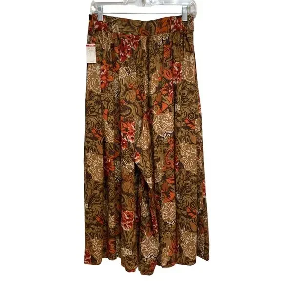 Vintage Deadstock Leslie Fay Sportswear Wide Leg Crop Culottes in Fall Floral - Picture 2 of 10